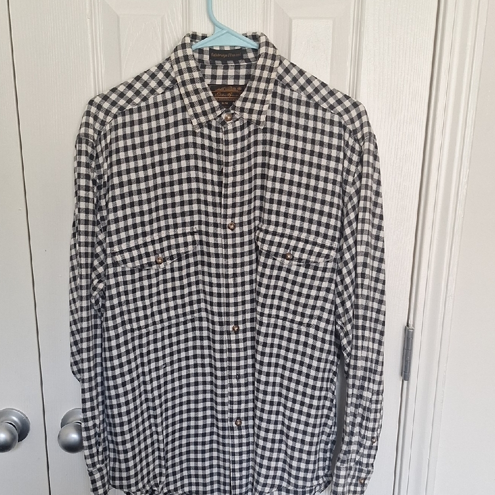 Eddie Bauer Monochrome Plaid Button Down Shirt
